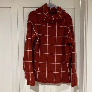 Rust and white turtleneck